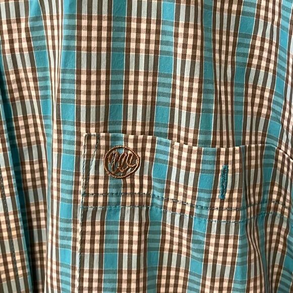 Wrangler Blue and Tan Plaid Long Sleeve Button Front Shirt Size XXL - Picture 3 of 4